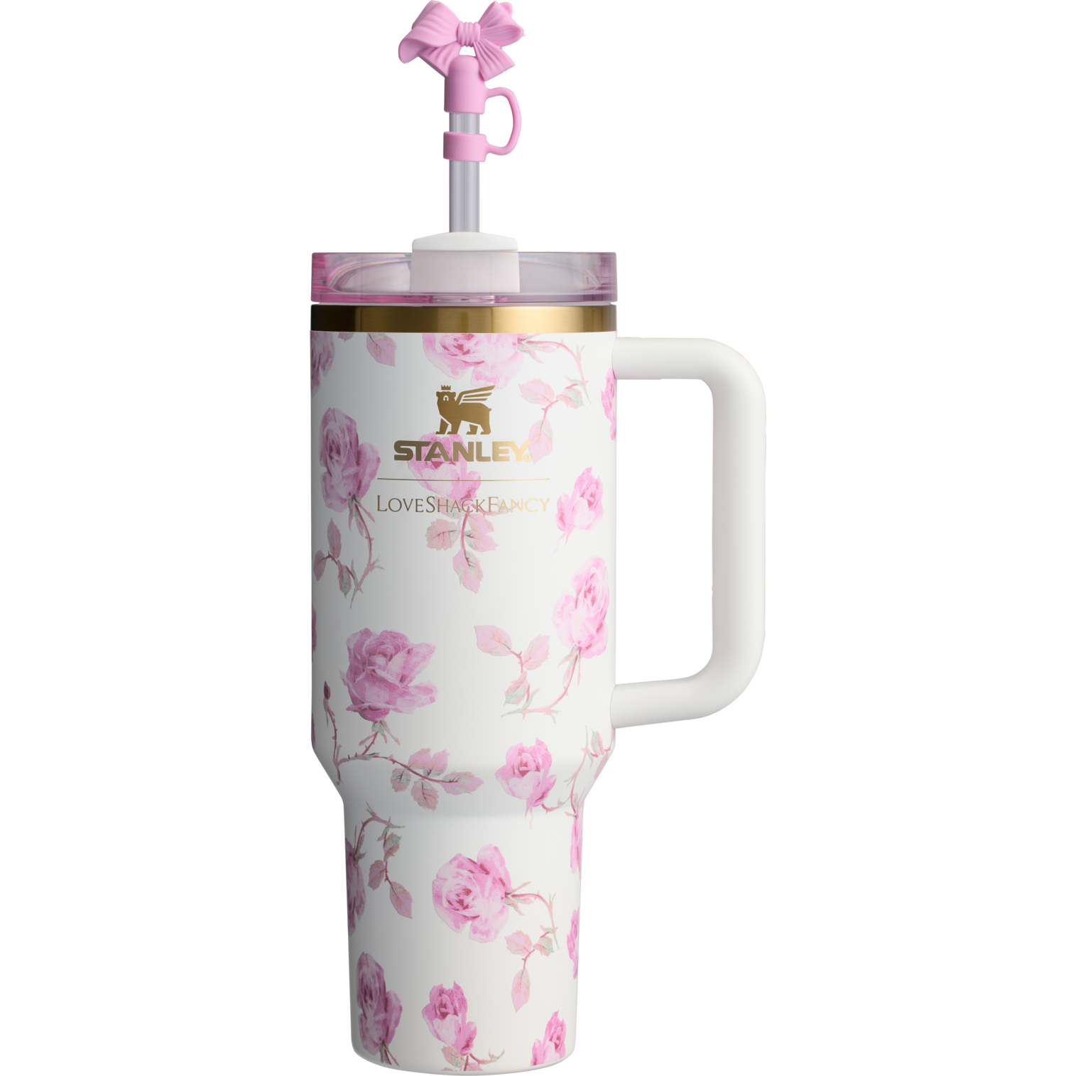 Stanley x Loveshackfancy Quencher H2.O FlowState Tumbler 40OZ in Ribbon Rosa