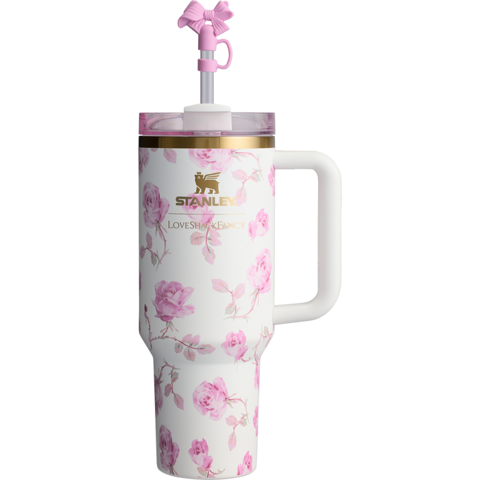 Stanley x Loveshackfancy Quencher H2.O FlowState Tumbler 40OZ in Ribbon Rosa
